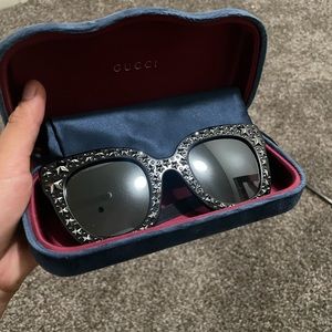 COPY - COPY - OVERSIZE CRYSTAL STAR MIRRORED SQUARE SUNGLASSES- GUCCI